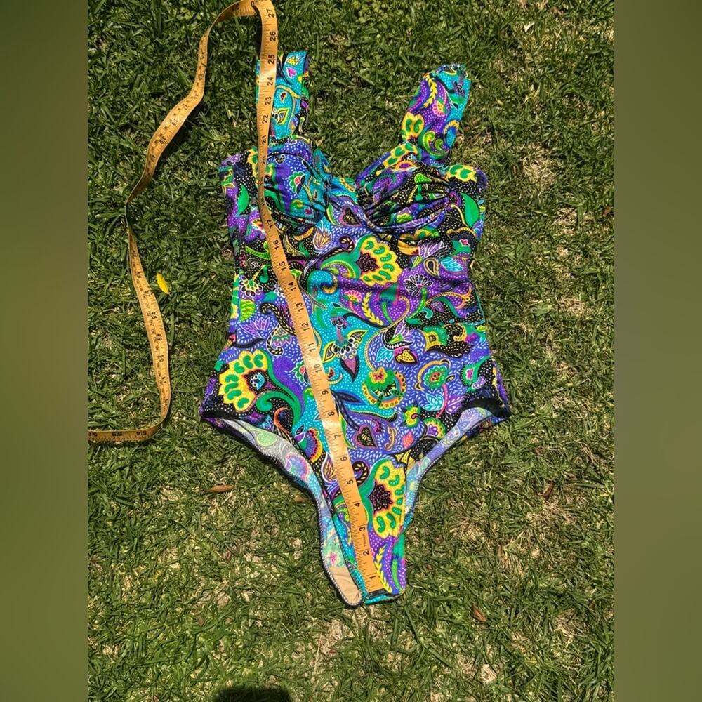 80s Vintage Vibrant Blue Catalina One Piece Swimsuit Sz 6 - Picture 4 of 9